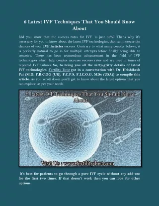 6 latest ivf techniques that you should know about