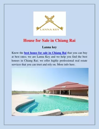 House For Sale in Chiang Rai - Lanna Key