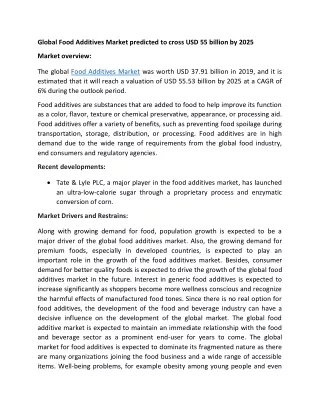global food additives market predicted to cross