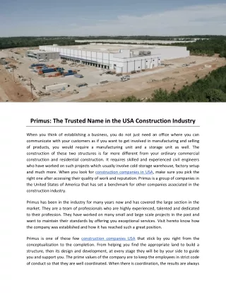 primus the trusted name in the usa construction