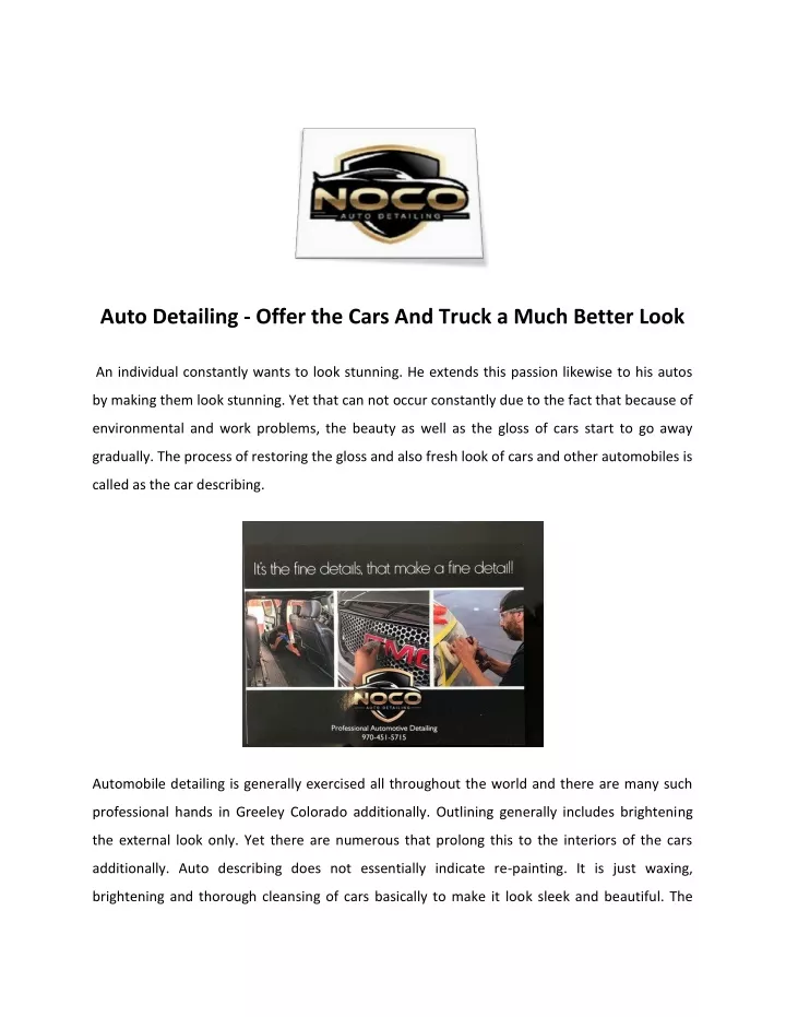 auto detailing offer the cars and truck a much