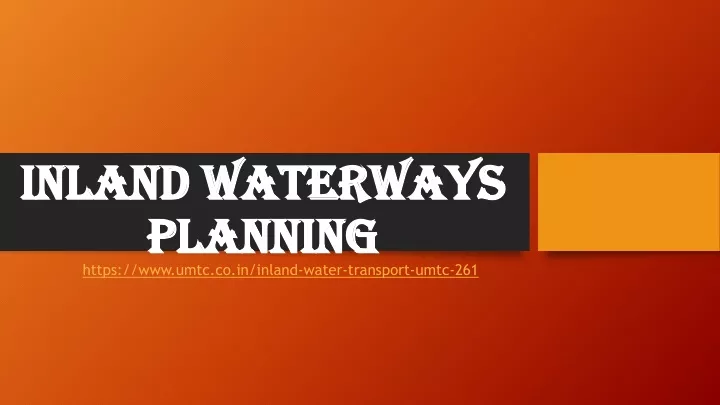 inland waterways planning