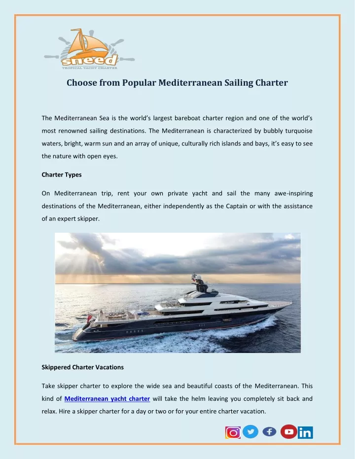 choose from popular mediterranean sailing charter