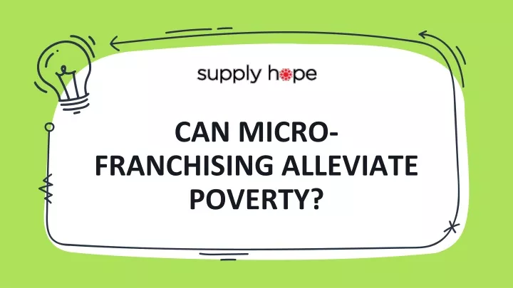 can micro franchising alleviate poverty