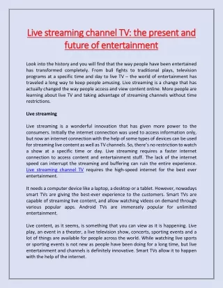 live streaming channel tv live streaming channel