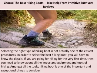 Choose The Best Hiking Boots – Take Help From Primitive Survivors Reviews