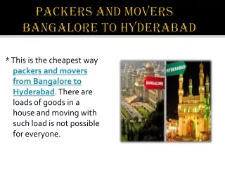 Packers and Movers Bangalore to Hyderabad