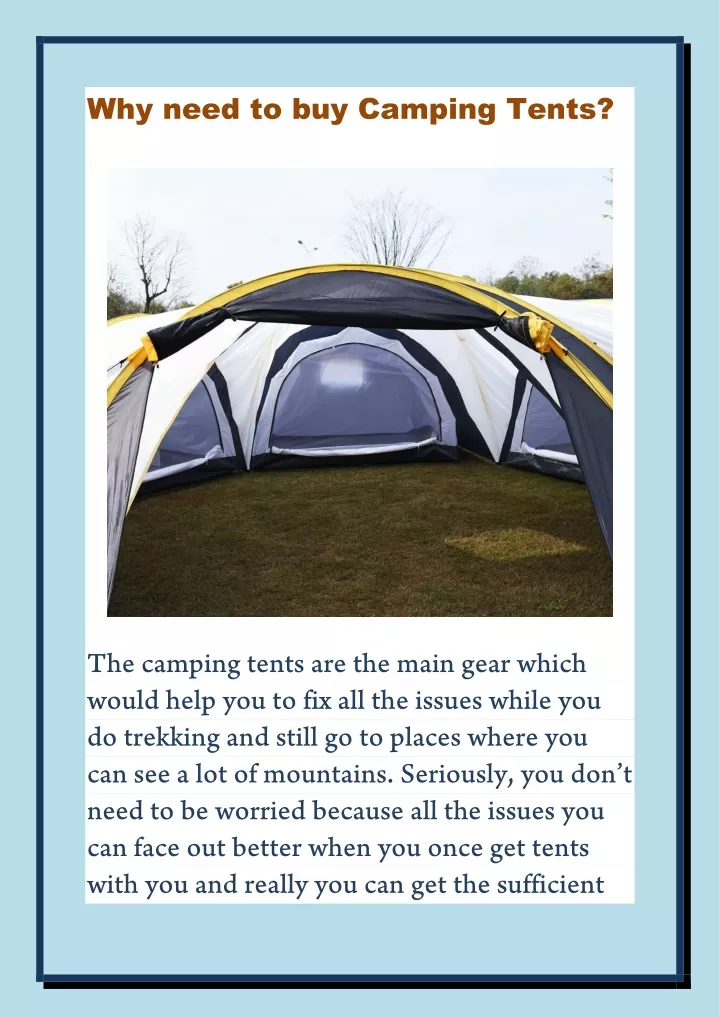 why need to buy camping tents