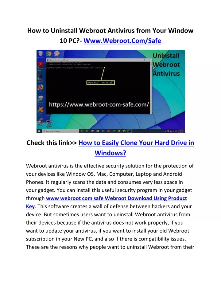 how to uninstall webroot antivirus from your