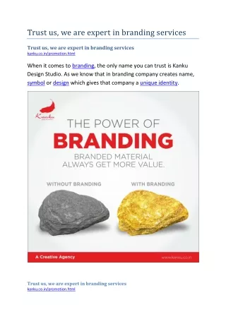 trust us we are expert in branding services
