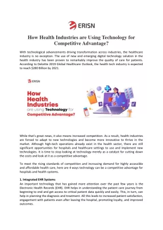 How Health Industries are Using Technology for Competitive Advantage?