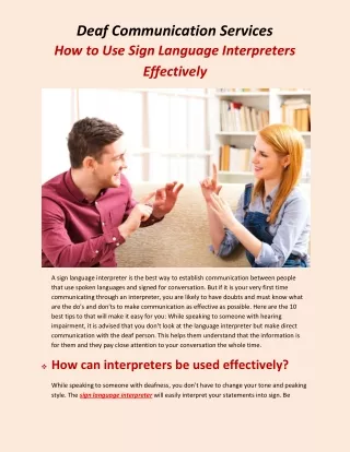 How to Use Sign Language Interpreters Effectively