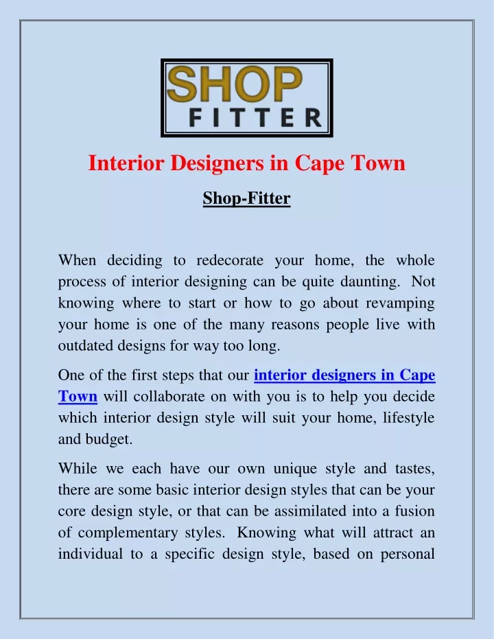 interior designers in cape town