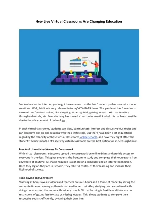 How Live Virtual Classrooms Are Changing Education