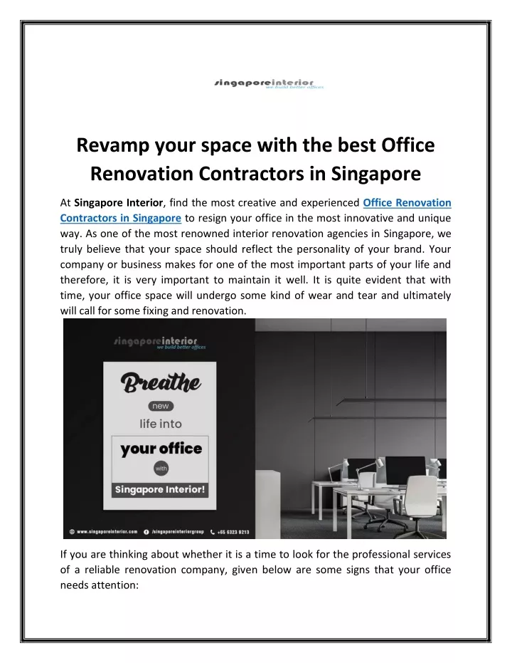 revamp your space with the best office renovation