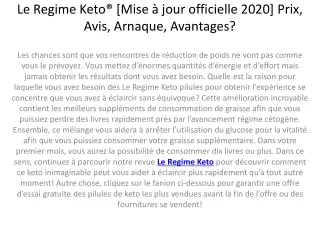 Le Regime Keto : Examine les ingrédients actifs et où acheter?