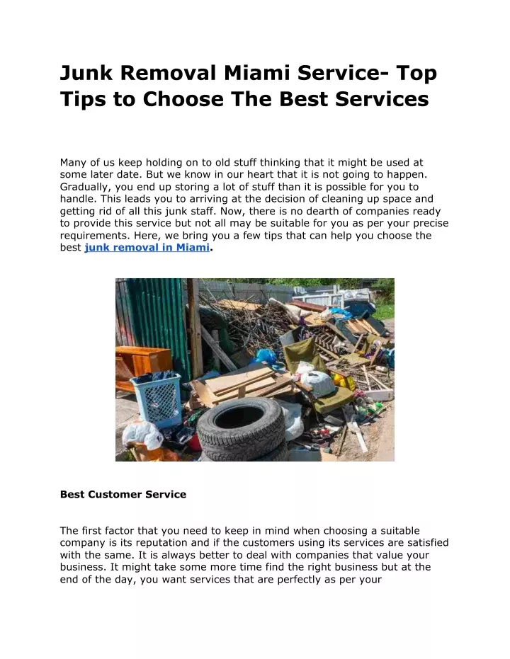junk removal miami service top tips to choose