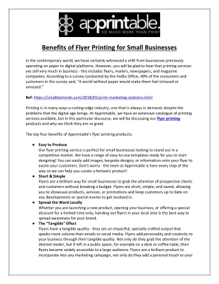 benefits of flyer printing for small businesses