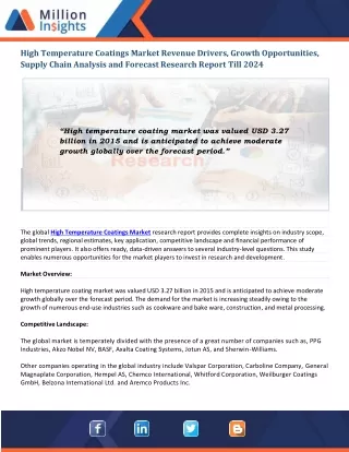 high temperature coatings market revenue drivers