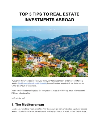 Top 3 Tips To Real Estate Investment Abroad