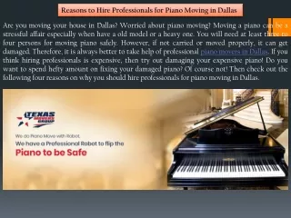 Piano Movers in Dallas - Texas Movers Group