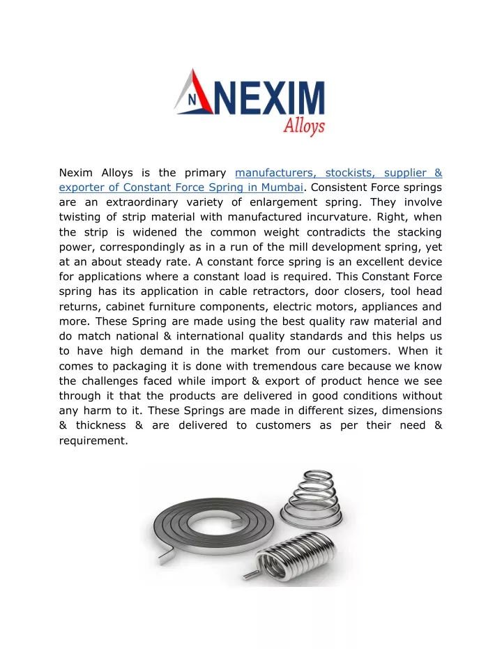 nexim alloys is the primary manufacturers