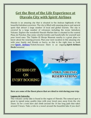 Get the Best of the Life Experience at Otavalo City with Spirit Airlines