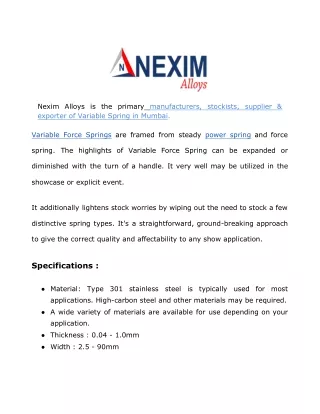 nexim alloys is the primary manufacturers