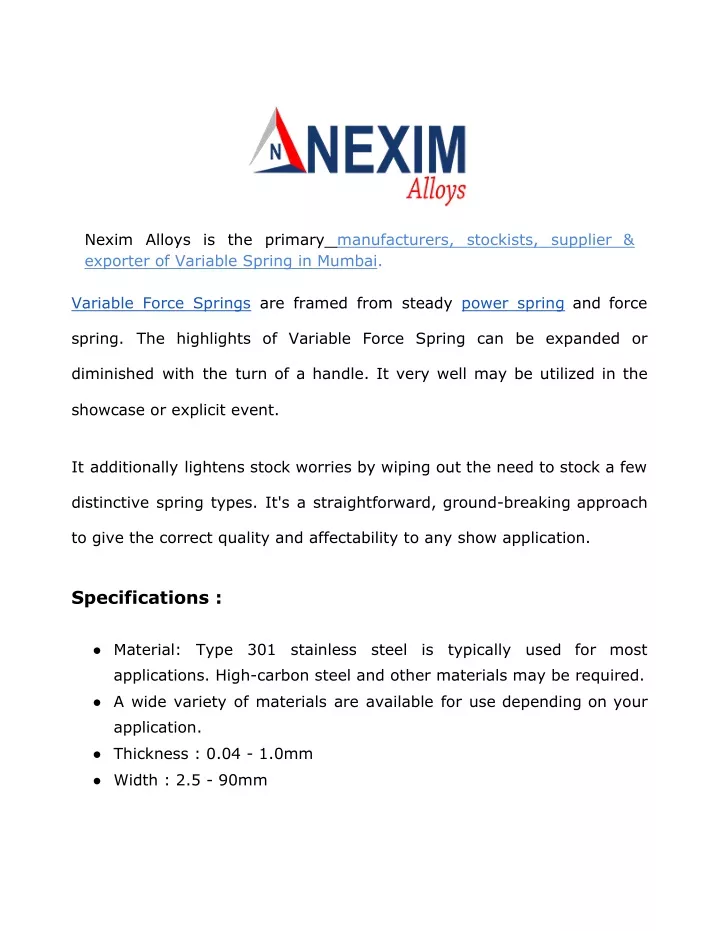 nexim alloys is the primary manufacturers