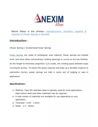 nexim alloys is the primary manufacturers