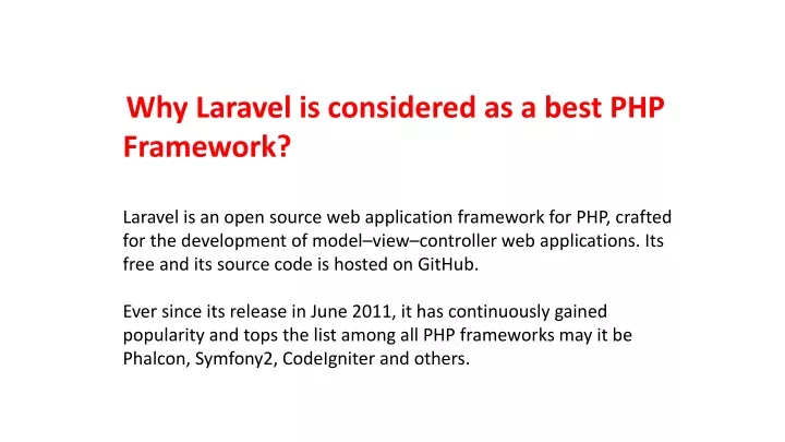 why laravel is considered as a best php framework