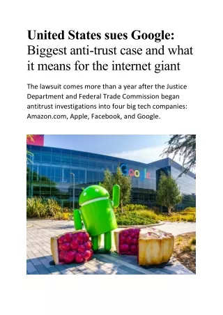 United States Sues Google - Biggest Anti-trust Case and What It Means for the Internet Giant