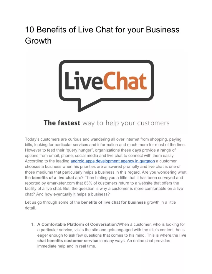 10 benefits of live chat for your business growth
