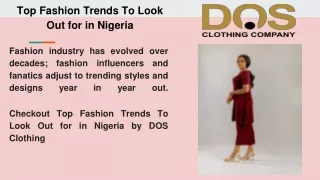 Top fashion trends to look out for in Nigeria.