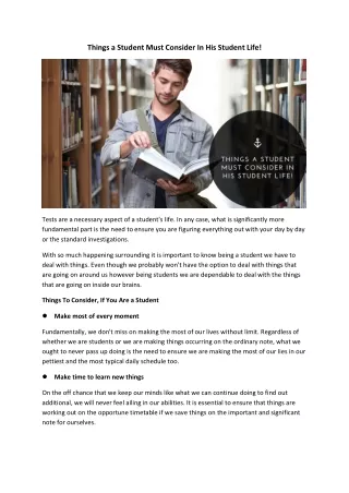 things a student must consider in his student life