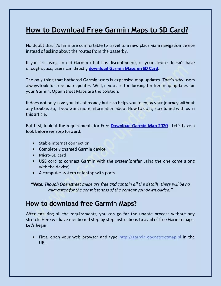 how to download free garmin maps to sd card