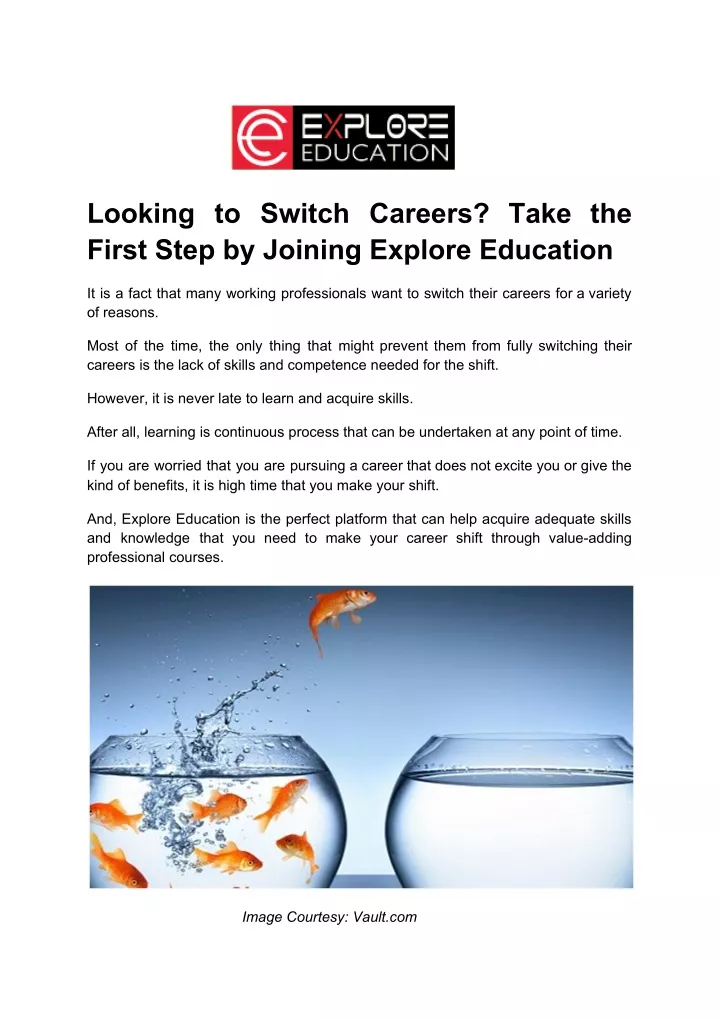 looking to switch careers take the first step