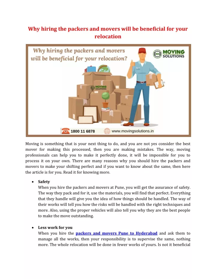why hiring the packers and movers will