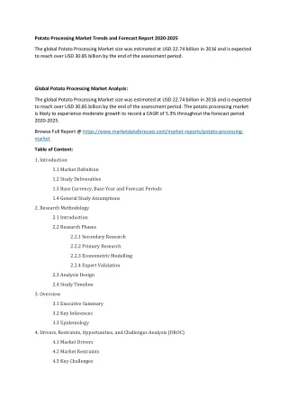 potato processing market trends and forecast