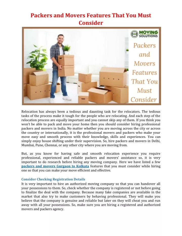 packers and movers features that you must consider