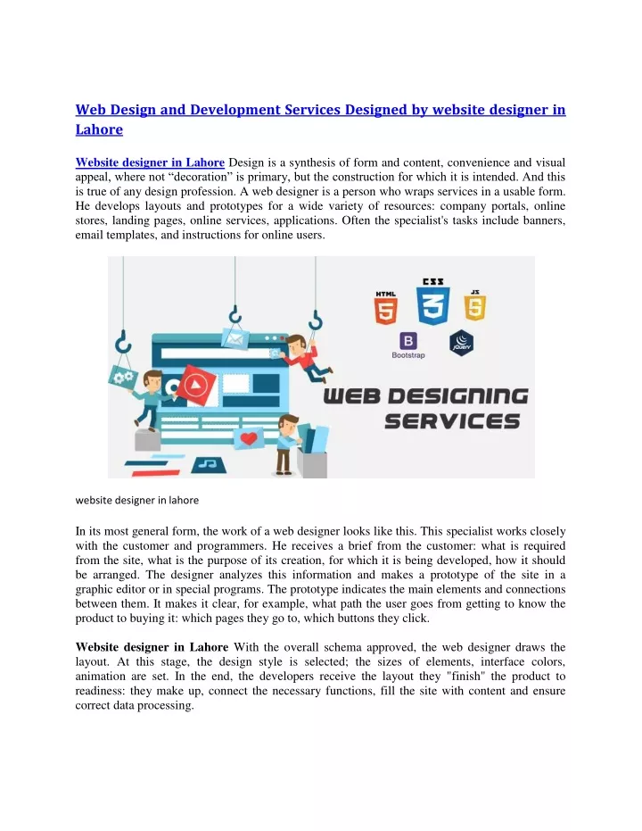 web design and development services designed