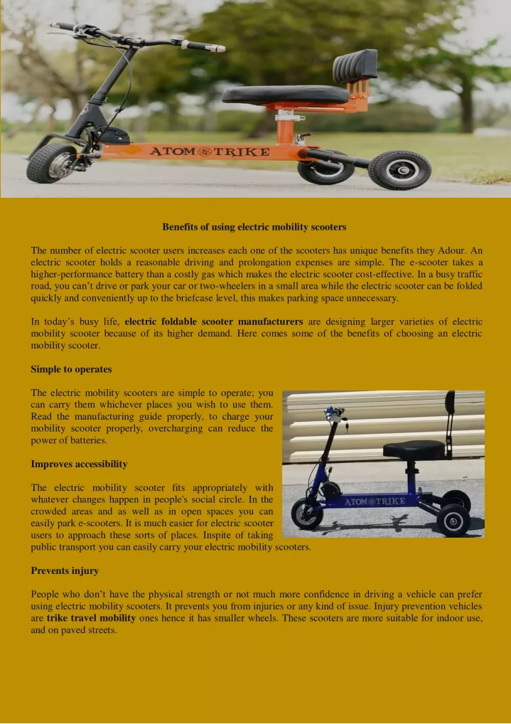 benefits of using electric mobility scooters