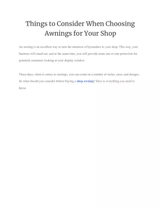 things to consider when choosing awnings for your