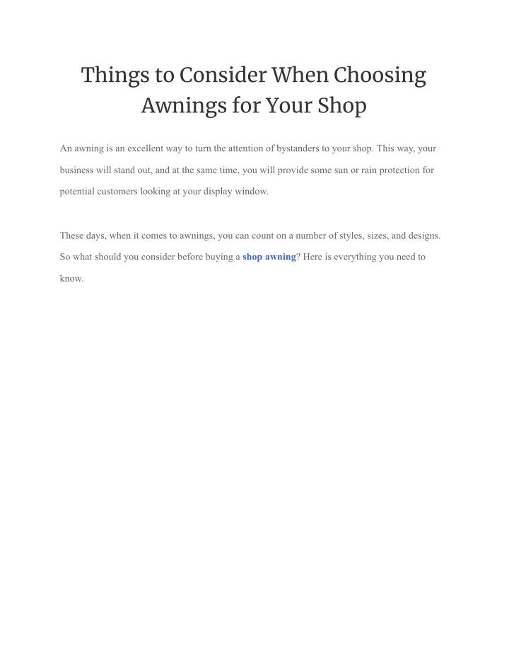 things to consider when choosing awnings for your