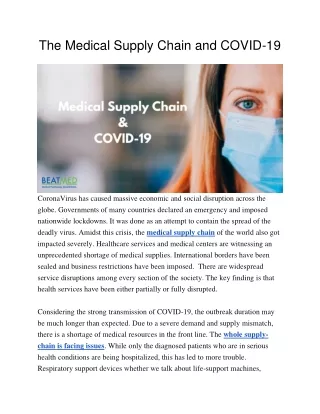 The Medical Supply Chain and COVID-19