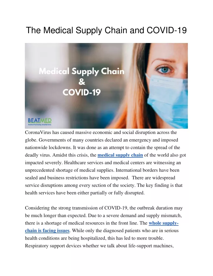 the medical supply chain and covid 19