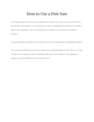 how to use a pole saw