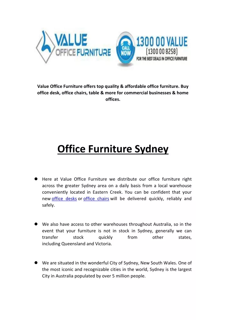 value office furniture offers top quality