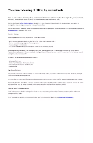 the correct cleaning of offices by professionals