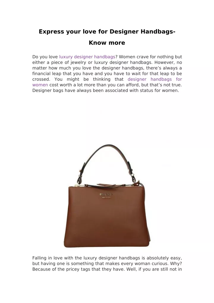 express your love for designer handbags